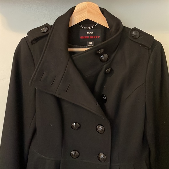 Miss Sixty M60 Medium Wool Pea Coat - Black - Picture 2 of 6